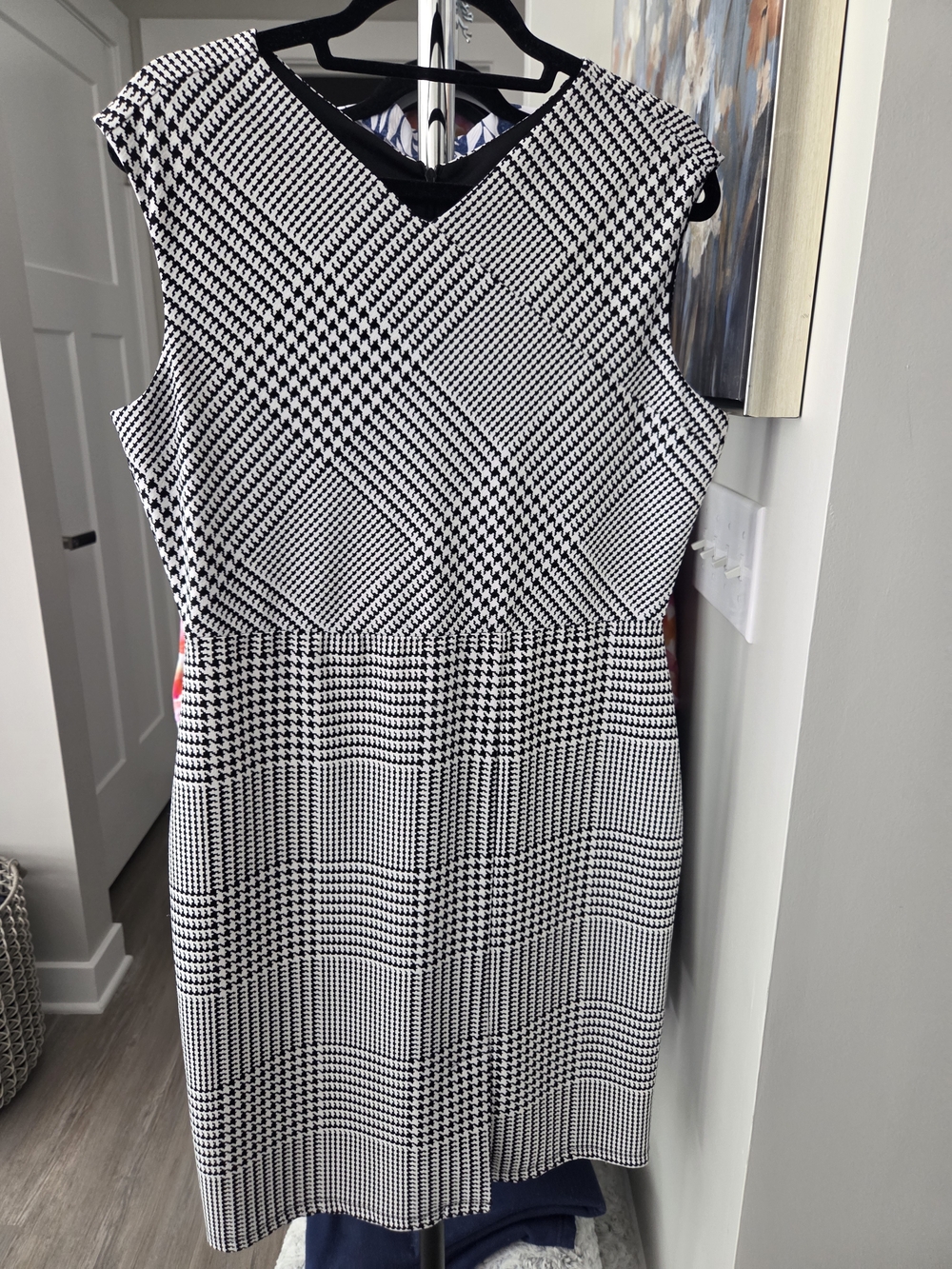 Tiana B. Black & White Geometric Midi Dress